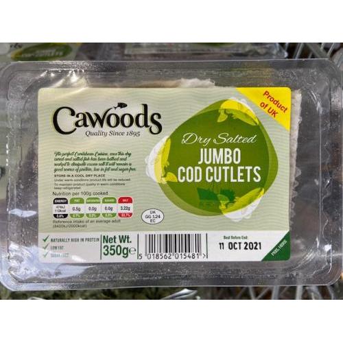 Cawoods Dry Salted Jumbo Cod Cutlets (350g)
