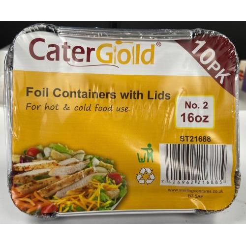 CG Foil Container with Lid 16oz (10 Pack)