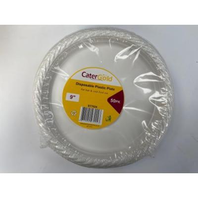 CATERGOLD 9IN DISPOSABLE PLASTIC PLATE 50pk