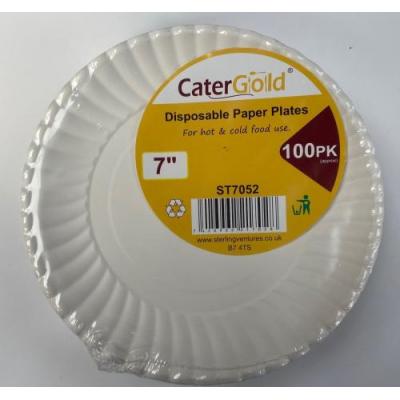 CATERGOLD 7IN DISPOSABLE PAPER PLATES 100pk