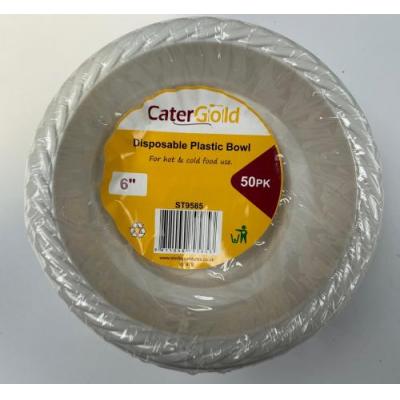 CATERGOLD 6IN DISPOSABLE PLASTIC BOWLS 50pk
