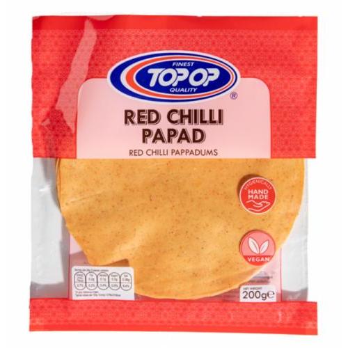 Topop Poppadoms - Red Chilli (200g)